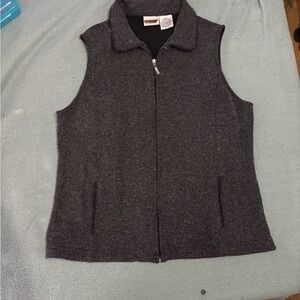 Liz Baker Black and Gray Textured Full-Zip Vest